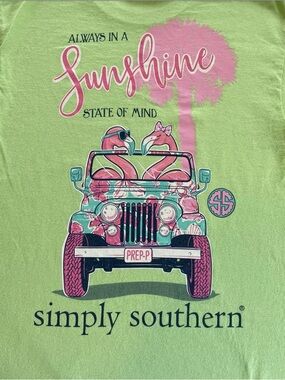 Green Simply Southern Flamingo Jeep cotton Tee